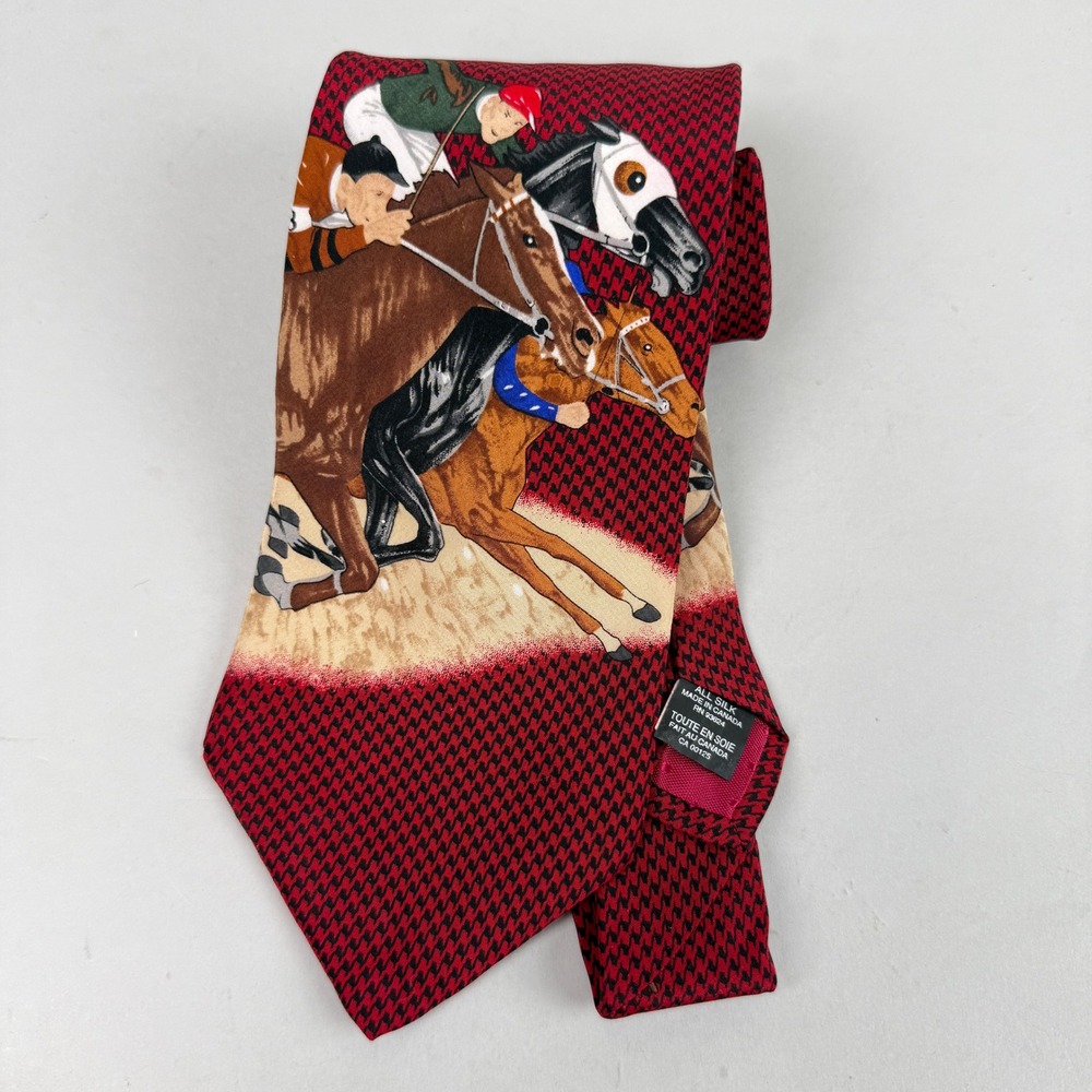 The Saturday Evening Post Silk Tie Mens Horse Racing Vintage